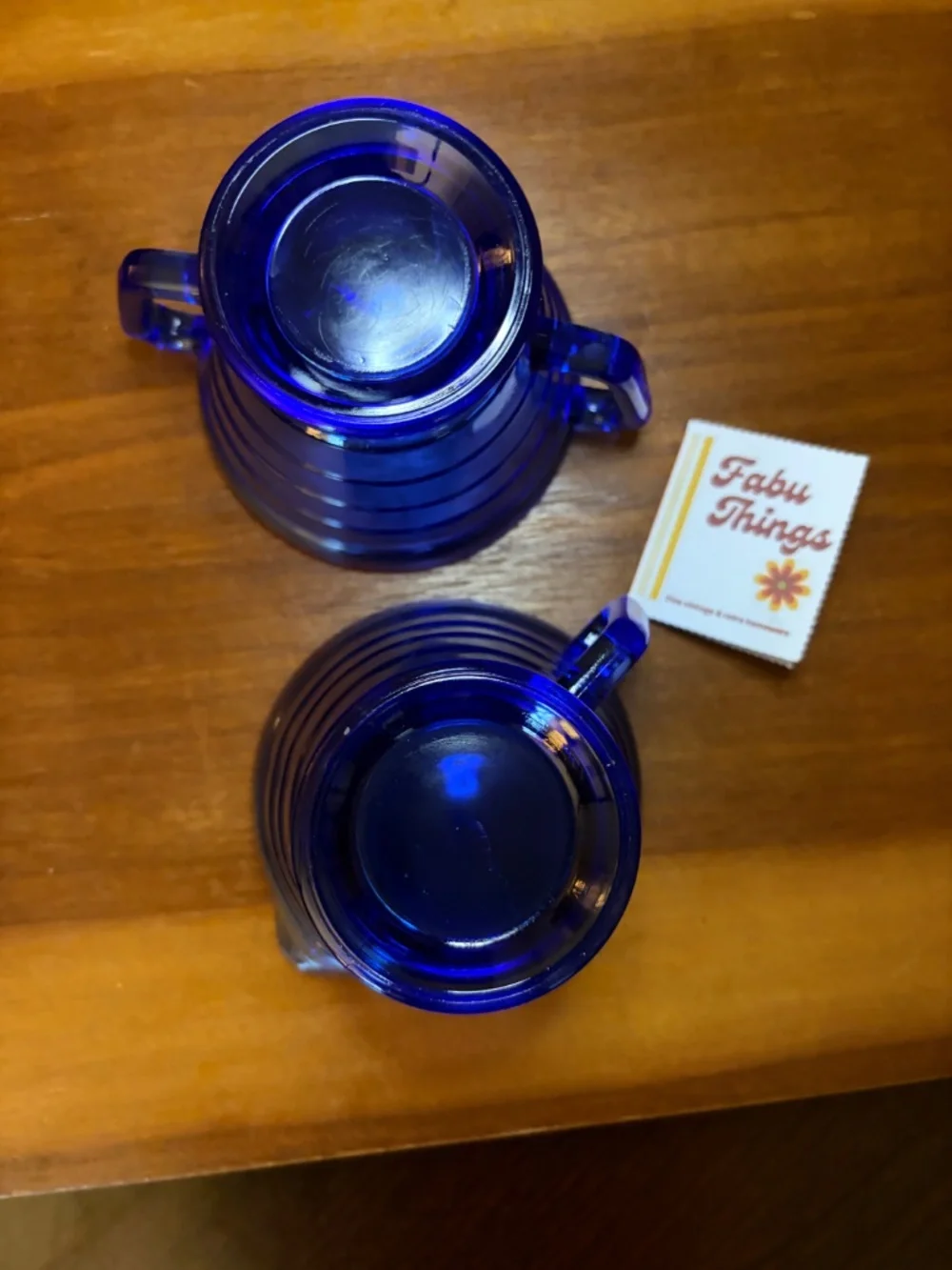 Vintage (1934-42) Hazel-Atlas Moderntone Cobalt Blue Glass Creamer & Sugar Bowl